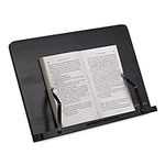 Navaris Bamboo Book Stand - Hands-Free Reading Recipe Cookbook Tablet Holder with 2 Adjustable Metal Page Holders with Grips - Bamboo Easel - Black