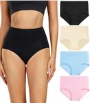 wirarpa Womens Cotton Underwear 4 Pack High Waist Briefs Panties Ladies Full Coverage Knickers Multicolored 2X-Large