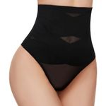 SIMIYA Tummy Control Thong Shapewear for Women High Waist Tummy Control Knickers Breathable Seamless Shaping Underwear Body Shaper Black L