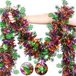 Mega-L Halloween Tinsel Garland, 26.25FT Orange Purple Green Halloween Metallic Foil Hanging Party Decorations with Spider for Parade Floats Door Frame Christmas Birthday Party Supplies Indoor Outdoor