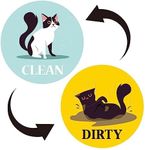 Clean Dirty Dishwasher Magnet Sign - Strong Double-Sided Magnet Flip for All Kitchen Dish Washers - Cute Cat Decor (Cute Cat 01)