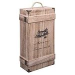 woodluv Vintage Wooden Single Wine or Champagne Bottle Gift Box With Built-in-Handle