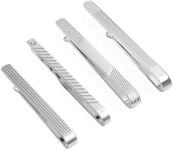 Tie Clip for Men 4 Pack, Silver Tie Pins and Clips for Men Set, Unique Tie Bar Tie Pinch Tie Clasp Ideal for Skinny Ties, Regular Ties, Wedding Anniversary, Business