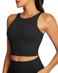 QUEENIEKE Longline Sports Bras for Women High-Neck Workout Tops Women's High Impact Yoga Workout Tank Top Size L Color Black