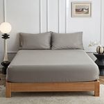 Simple&Opulence Fitted Sheet 35 Deep Pocket,Hypoallergenic Temperature Control Bed Sheet,55% Linen 45% Cotton,140x200cm,Grey