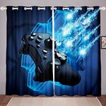 Teens Game Window Curtains, Kids Video Games Window Drapes, Gamepad Gaming Window Treatments For Boys Girls Youth, Joystick Player Novelty Gamer Curtains For Bedroom Decor, Blue 42"x63",2 Panels