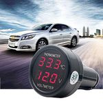 MASO 2-in-1 Car Thermometer Voltmeter Red LED Display Digital Voltage Cigarette Lighter for all 12-24V Cars,SUV,Trucks,Buses etc