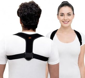 TYNOR Posture Corrector for Men & Women, Adjustable Upper Back Brace for Neck, Clavicle & Scoliosis, Breathable Hunchback & Spine Corrector with Hook Loop Closure (Black, One Size)