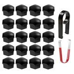 Gebildet 20Pcs 21mm Wheel Nut Cap, Wheel Bolt Nut Caps Covers, Hexagonal Tire Nut Covers with Removal Tool Set for Model 3 Model S Model X (High-Gloss Black)