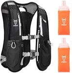 UTOBEST Running Vest Running Backpacks Lightweight Adjustable Hydration Pack 5L for Men & Women, Black, with 2*350ml Bottles