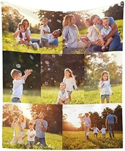 Delerain Custom Blanket with Photos Text Customized Blanket Collage Personalized Flannel Throw Blankets for Birthday Christmas Halloween Wedding Valentines Day Gift - 50"x 60"