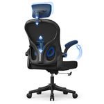 naspaluro Office Desk Chair with Flip-Up Armrest High Back Ergonomic Computer Chair with Adjustable Headrest and Lumbar Support Executive Swivel Chair for Home and Office - Black