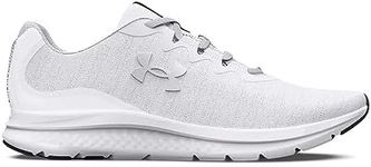 Under Armour Women's UA W Charged Impulse 3 Knit Running Shoe, White White Metallic Silver, 8.5 US