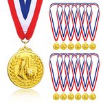 Soccer Medals for Kids, 12 Pack Award Medal, Olympic Style Gold Metal Medals with Ribbons for Soccer Team Gifts, Soccer Games Party Favors Prizes for Children Adults, 2 Inches