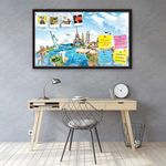 ArtzFolio Monument Concept | Bulletin Board Notice Pin Board | Vision Soft Board Combo with Thumb Push Pins & Sticky Notes | Dark Brown Frame | 26.7 x 16 inch (68 x 41 cms)