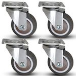 Casoter 2" Light Duty Top Plate Swivel Caster Set, Ball Bearing TPE Wheel Metal Structure Moves Sturdy & Silent & Smooth, 4 Pack Total 190Lb/86.4Kg Load Capacity for Home Furniture DIY.