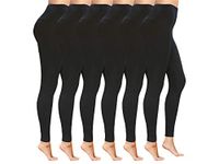 High Waist Womens Leggings - 4 Way Stretch Yoga Pants Workout Leggings - Ankle Length Jeggings for Women, No See-Through Tummy Control Soft Squat Proof Leggings (XXL, Black 6 Pack)