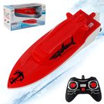 CRYA Long Range Remote Control Boat Toys for Kids, Easy to Handle RC Boat with High Speed, 2.4GHz RC Boats Toy Ship, Electric Motor Water Boats for Kids, Ideal Gift for Boys and Girls (Red)