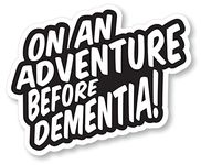 On an Adventure Before Dementia Car Sticker - Pack of 2, Ideal for Car, Caravan, Van, Motorhome - Weather-Resistant, Durable Vinyl - 130mm x 90mm, Easy to Apply & Remove