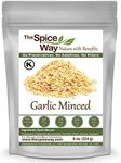 The Spice Way Minced Garlic - 8 oz - US Grown whole bulk dehydrated dried garlic flakes, more coarse than dry powder