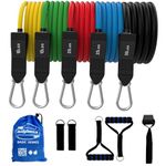 Bodylastics BASIC SERIES Resistance Band Set-Resistance Bands, Handles, Ankle Straps, Door Anchor, Carry Bag Heavy-Duty Exercise Bands-Patented Clips and Snap Reduction Tech (10-200 LBS Set Assorted)