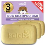 Kelebs Natural Dog Shampoo Bar Anti-Itching | Puppy Shampoo | Calming Sensitive Skin with Lavender Essential Oils and Oatmeal | Zero Plastic | Vegan | 3PCS