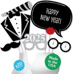Big Dot of Happiness New Year's Eve Party - Silver - 2023 New Year Party Photo Booth Props Kit - Party Decorations - 20 Count
