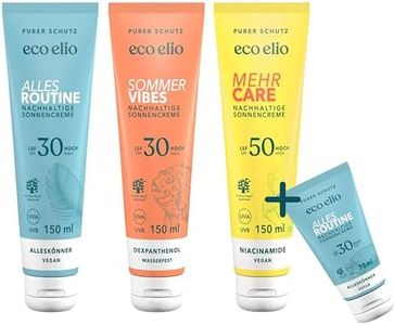 eco elio paquete de cremas solares sostenibles "Awesome Foursome" I 4 cremas solares con SPF30 & SPF 50 I Crema solar cuerpo y cara sin octocrileno ni microplásticos