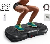 Bigzzia Vibration Plate Exercise Machine 10 Modes Whole Body Workout Vibration Fitness Platform w/ Loop Bands Jump Rope Bluetooth Speaker Home Training Equipment for Weight Loss & Toning