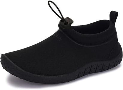 WHITIN Water Shoes for Little Kids Aqua Barefoot Swim Sneakers Beach Minimalist Size 1 Boys Girls Zero Drop Outdoor Surf Boating Kayak Sand Walking Socks All Black 31