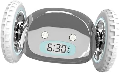 CLOCKY Extra Super Loud Alarm Clock for Heavy Sleepers Adults Kids Teens Bedroom, Move Jump Roll Run Away Easy to Set Smart Digital Mirror Alarm Clock on Wheels -Funny Gag Gift (Chrome)