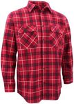 Zmart Australia Men's 100% Cotton Flannelette Shirt Long Sleeve Plaid Check Flannel w Pockets, Scarlet Ember Plaid, XL