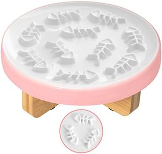 Raised Cat Dog Slow Feeder Bowl with Stand, Cat Bowls for Slow Eating, Ceramic Elevated Slow Feed Cat Bowls, Pet Bowl for Cat and Dog, Cat Puzzle Feeder for Healthy Eating Diet, 3'' High, 8.5'' Wide