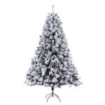 EVRE Artificial Christmas Tree with Snow White Flocked, Pine Cones & Berries 1500 PVC Branch Tips, Easy Build & Strong Metal Foldable Stand, Indoor Xmas Festive Home Decor 8Ft/240CM