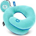 BCOZZY 3-7 Y/O Kids Travel Neck Chin Supporting Pillow for Traveling, Provides Double Support for Toddlers in Car Seat, Road Trip Essentials, Washable, Carry Bag, Small Size, Light Blue