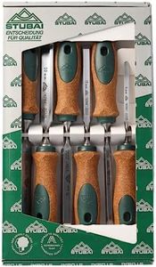 Stubai 357106 Special Wood Chisel Set "Swedish Type" with Cork Handles 6-26mm 6-Piece, Green/Brown/Silver, 6-26 mm