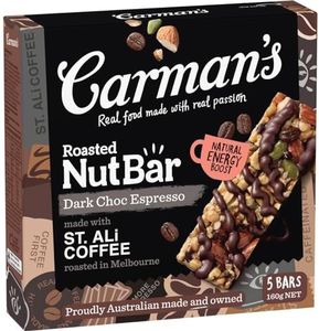 Carman's Nut Bar Dark Choc Espresso, 5, 160 g