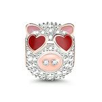 GNOCE Animals Head Charms 925 Sterling Silver Bead Charm fit All Bracelets Necklaces Gifts for Pet Lovers (Pig)