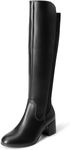 DREAM PAIRS Women's Knee High Stretchy Fashion Boots, Black-pu, 11