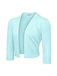 G-Style USA Women's 3/4 Sleeve Open Front Lightweight Cropped Shrug Cardigans Sweaters (S-XL), Dark Mint, Medium