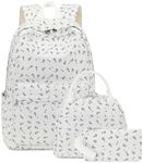 BTOOP School Backpacks for Teen Girls Bookbags Lightweight Canvas Backpack Schoolbag Set, Black Flower 116-w, 17 Inch, Classic