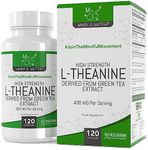 MM L Theanine | 120 High Strength L-Theanine Capsules from Green Tea - 1000mg Green Tea Extract Providing 400mg Theanine per Serving | Non-GMO, Gluten & Allergen Free | Manufactured in The UK