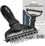 Maxpower Planet Pet Grooming Brush - Double Sided Shedding and Dematting Undercoat Rake Comb for Dogs and Cats,Extra Wide