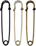 Kipokalor 12pcs Extra-Large 4inch Steel Safety Pins - Blankets, Skirts, Kilts, Crafts (4inch, 4silver&4black & 4bronze)