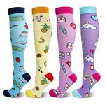 LEOSTEP Compression Socks for Men & Women (4Pair) Non-Slip Long Tube Support Stocking Ideal for Running,Nurse,Travel,Flight, Pregnancy,20-30mmHg