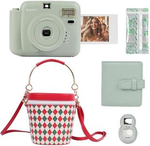 POPOTO Instant Camera with Bucket Bag, Mini 12 Instant Camera Decoration Stickers, Frames, Photo Album and More Accessory kit - Green