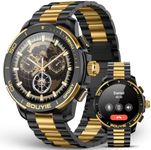 SOUYIE SW-7 Lux Smart Watch for Men, High-Gloss Ceramic Bezel & Two-Tone Steel, 1.43" AMOLED Display, AI GPT Voice Assistant, Bluetooth Calls, Health Monitor, 100+ Sports Modes, Compatible iOS Android