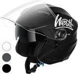 Westt Jet Motorbike Helmet - Open Face Helmet for Motorcycle Scooter Moped with Double Visor ECE Certified (Matte Black), W-001