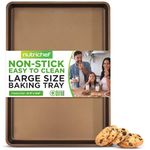 NutriChef Nonstick XL Cookie Sheet Baking Pan - Extra Large 22" x 16" Carbon Steel Oven Baking Sheet for Pastries, Desserts, & More - Dishwasher Safe, Gold