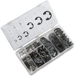 NEIKO 50455A E-Clip Assortment Set | 300 PCS, 9 SAE Sizes, Heat Treated External Retaining Clips, 1/16" - 7/8 Inch | High Carbon Steel Circlip Kit, Anti Walk Washers, Retaining Rings